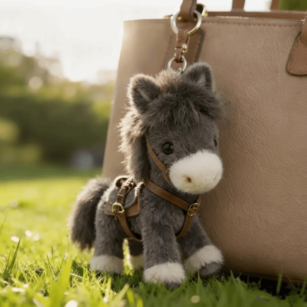 Mini Pony Stuffed Animal Pendant Cartoon Style Plush Pony Keychain New Year Gift