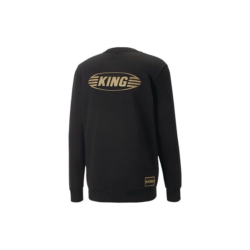 Puma King Solid Color Round Neck Letter Print Long Sleeve T-Shirt Men tops Black 658377-01