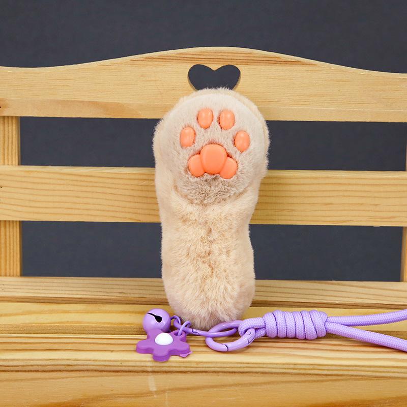 Cute Simulated Cat Paw Plush Toy Pendant Cat Paw Doll Keychain Schoolbag Pendant Pet Cat Toy