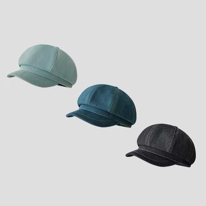 Octagonal hat for women with large head circumference and small face beret outdoor fashioneasiest for matchjapanese styleretro peaked cap