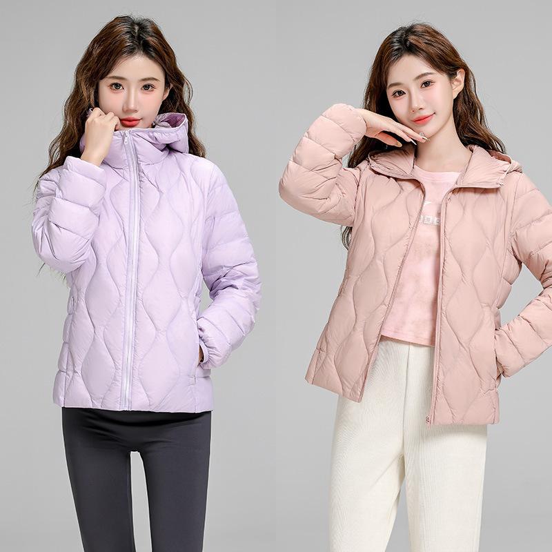 Pinghu Light and Thin Down Jacket Women's Short Hooded Autumn and Winter New Slim-fitting Versatile Long-sleeved White Duck Down Warm Jacket