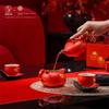 Edenus 'Instant Success' Vermilion Glaze Ceramic Travel Tea Set