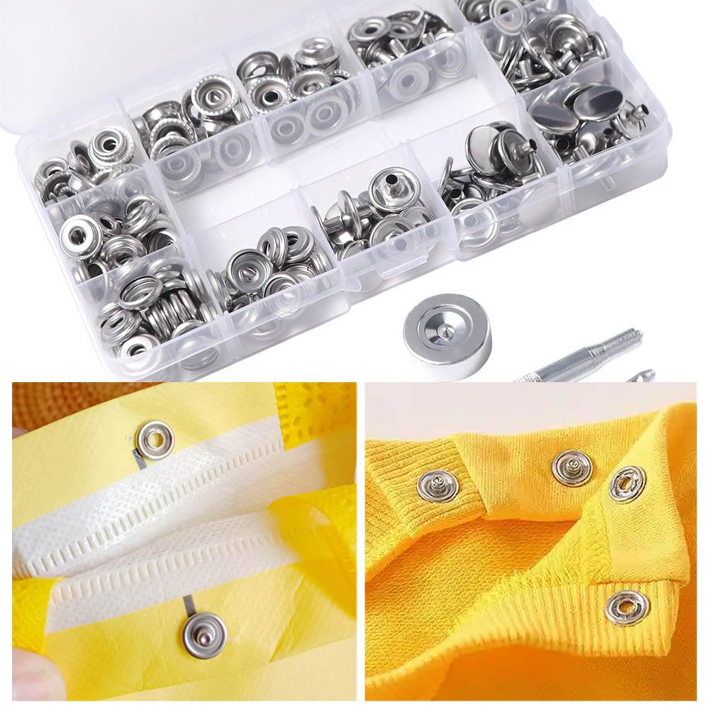 200Pcs Stainless Steel Snaps Buttons Set Boxed Leather Punch Pliers  Socket Buttons