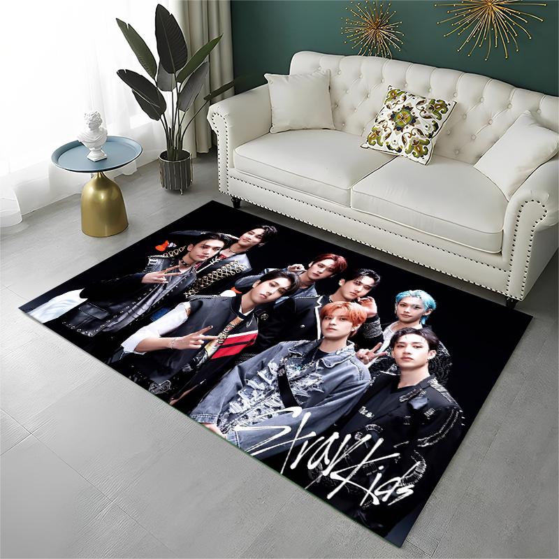 Kpop Stray Kids Music Star Carpet Rug for Playroom Bedroom Living Room Sofa Home Decor,kid Area Rug Non-slip Floor Mat Gift