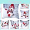 Cozy 18" Christmas Cushion Cover Featuring Cute Santa Claus And Snowman For Holiday Charm