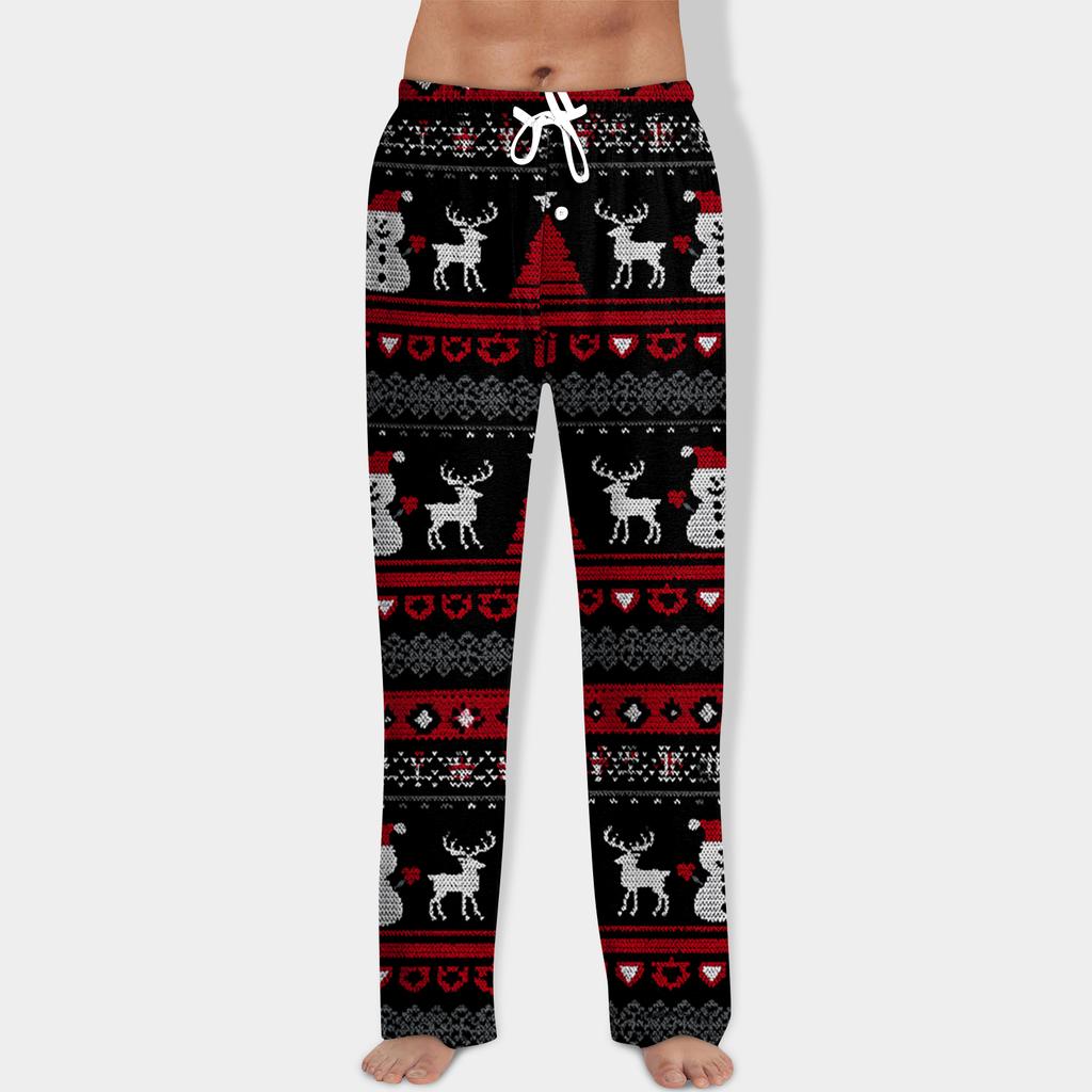 Men's Christmas Print Drawstring Pants Casual Pajama Pants