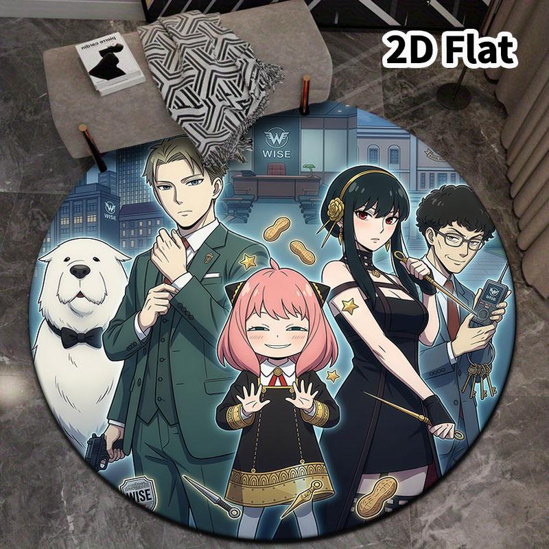 Spy Family Round Area Rug Carpet Rug For Living Room Bedroom Sofa Playroom Decor Nonslip Floor Mat