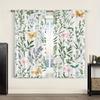 2Pc Modern Botanical Garden Print Curtains, Polyester Fabric, Machine Washable, Suitable For Bedroom And Living Room Decoration