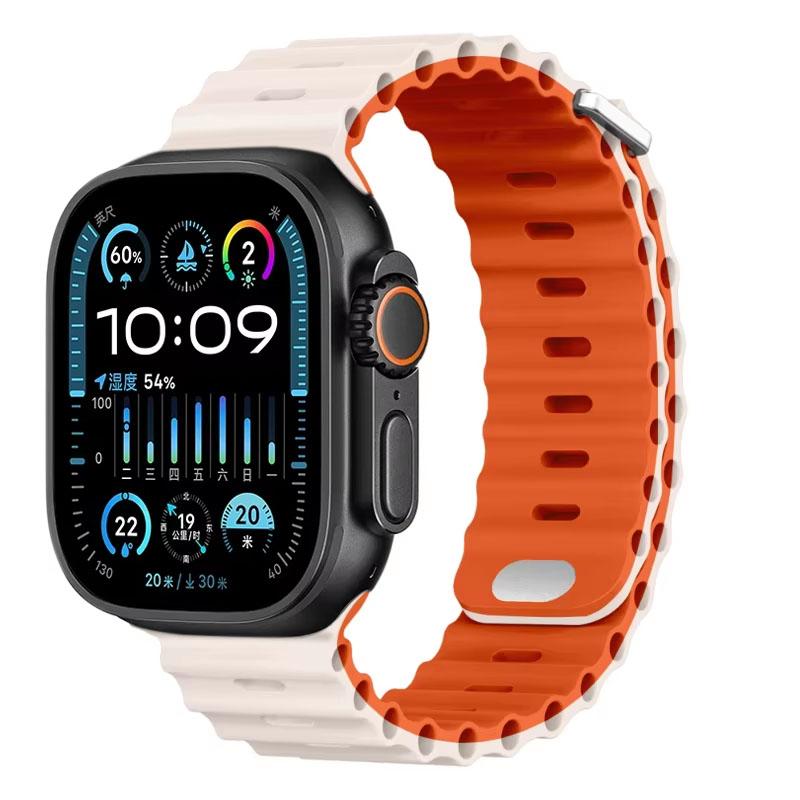 Silicone Ocean Strap For Apple Watch Band Ultra 3/2 49mm 46mm 45mm 42mm 44mm 41mm Sports Bracelet iWatch 11 10 9 8 7 6 5 SE band