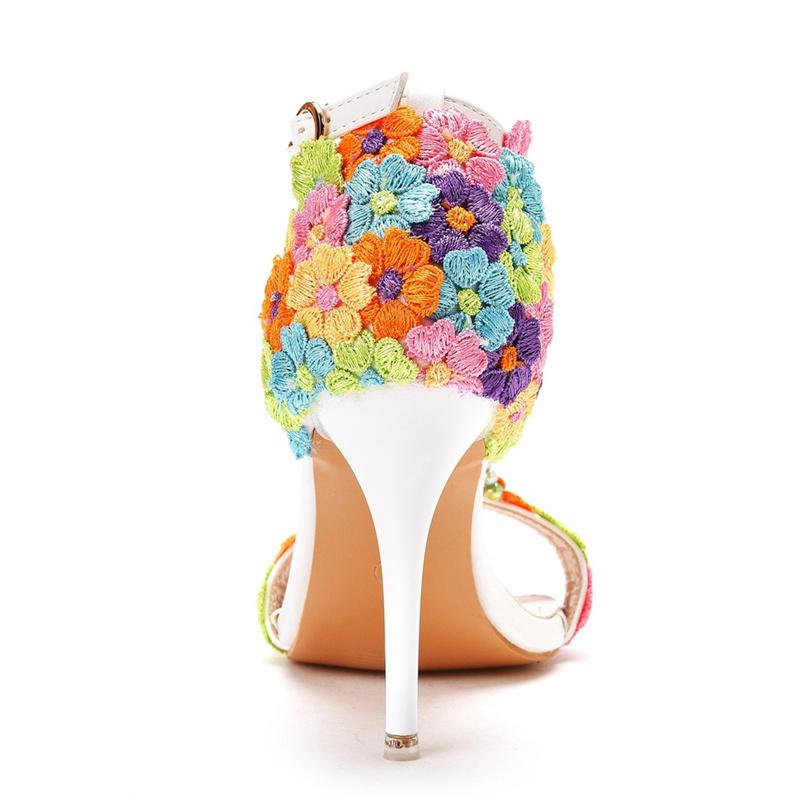 Liyke Nová móda Smíšená barva Šňůrkové korálky Řemínkové sandály Dámské Vyšívané Krytý podpatek Stiletto Sexy Otevřená špička Svatba Banketové boty