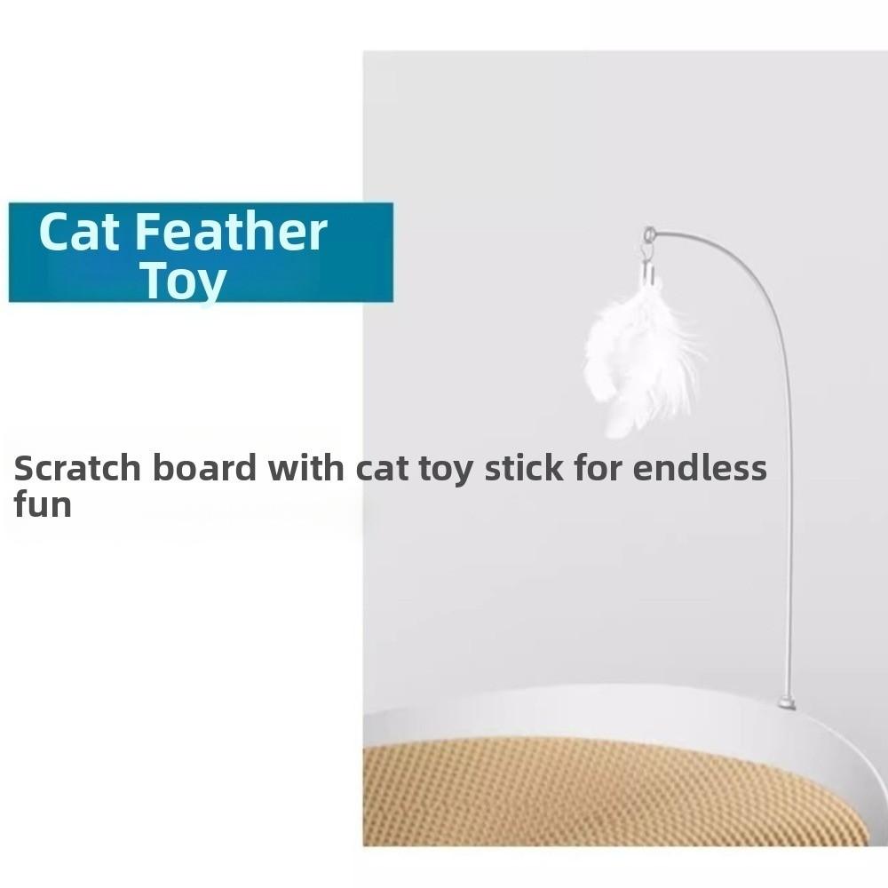 Stable Cat Scratch Board Round Teasing Cat Stick Interactive Cat Turntable Toy  Indoor Play