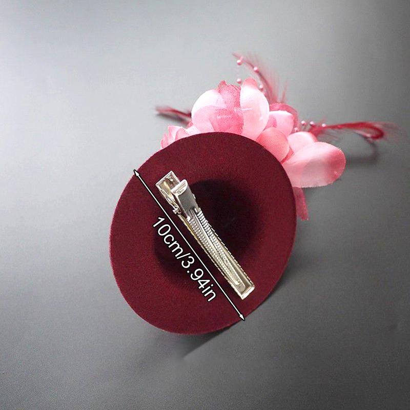 1Pc Hair Clips Hair Accessories Fascinator Hat Girl Flower Feather Children's Pearl Beaded Decor Headwear