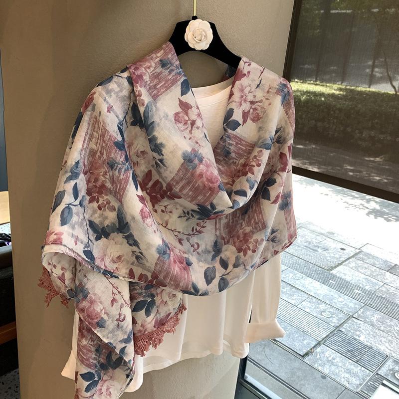 Summer High-End Women'S Medium And Long Outer Coat Retro Ethnic Style Sunscreen Shawl Yunnan Qinghai Tourism Silk Scarf Shawl
