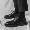 Summer Spring Men Platform Leather Shoes Breathable Office Bussiness Formal Shoe Square Toe Male Black White Wedding Dress Shoes