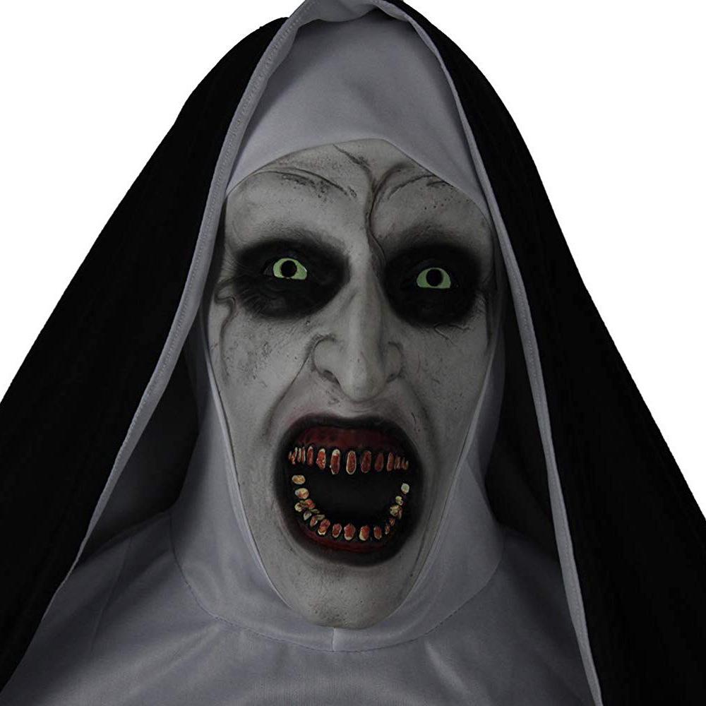 LED Glowing Nun Mask - Halloween Ghost Face Scare Prop