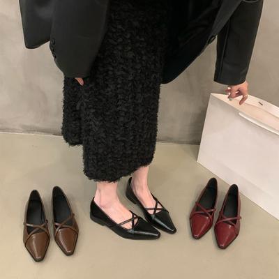 Niedriger Absatz spitze schwarze Pumps Damenschuhe Jahr flach Französisch Frühling und Herbst Mary Jane kleine Lederschuhe