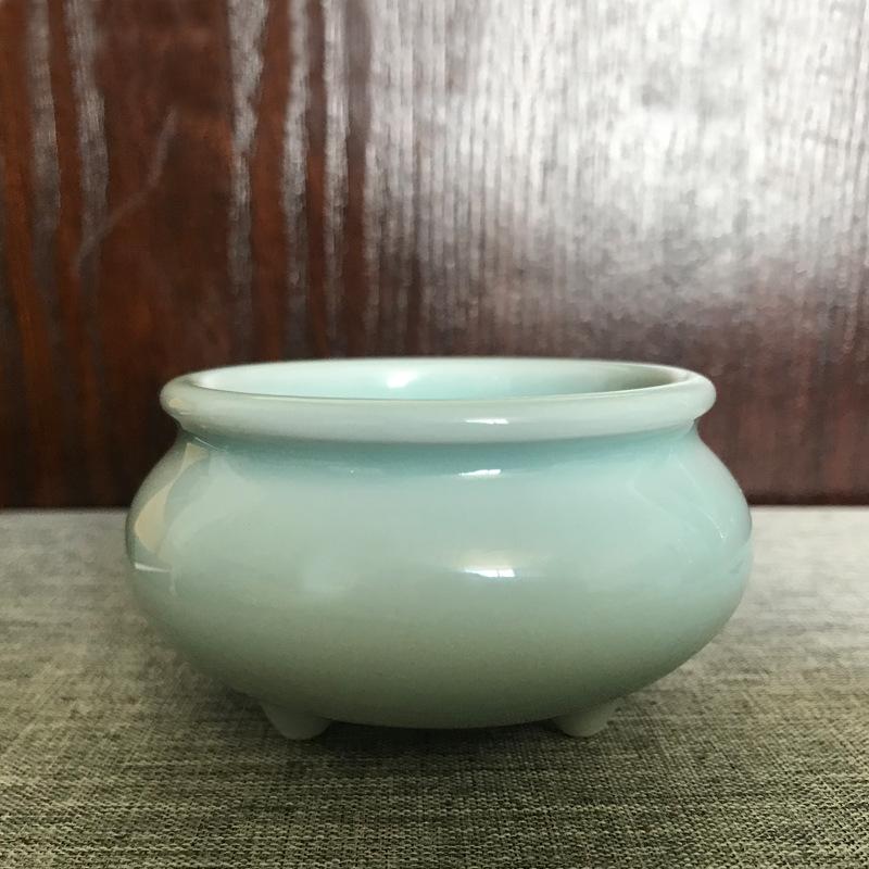 Celadon Imitation Temple Double Ear Ceramic Thread Incense Burner Temple Buddha Furniture Ceramic Sandalwood Incense Burner