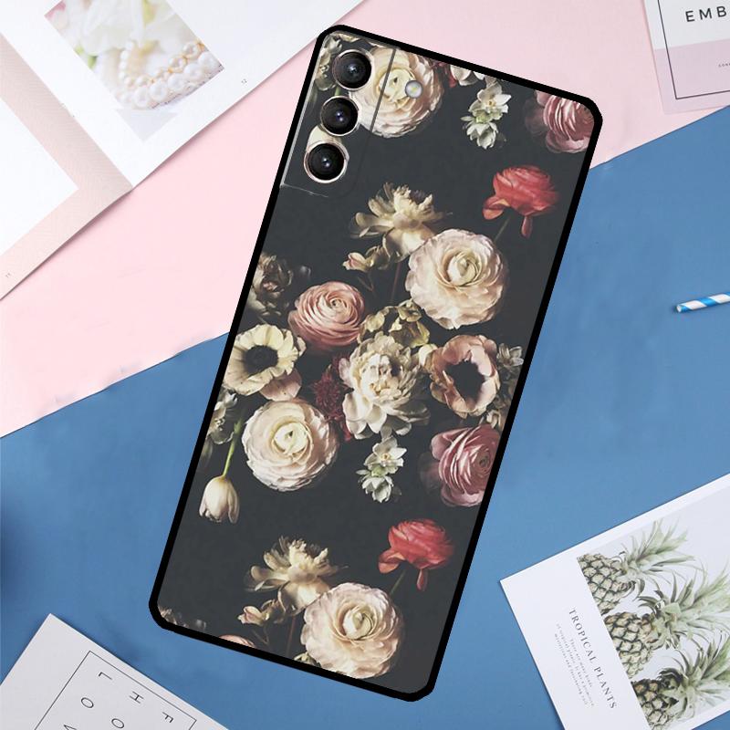 Midnight Floral Case For Samsung Galaxy S24 Ultra S20 S21 S22 S23 S25 Ultra S9 S10 Plus S25 FE Back Cover