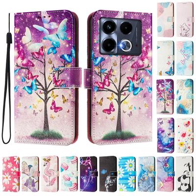 Custodia Portafoglio a Libro in Pelle Dipinta di Lusso Albero Farfalla per Infinix Smart 4 X653,Hot 9 Play,Hot 10 Play,Smart 6,X680,HOT 8,X650,HOT 40...