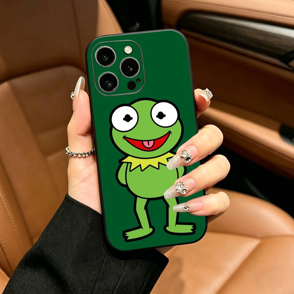 Cute Frog Cartoon Phone Case For iPhone 17,16,15,14,13,12,11 Pro Max,16/15/14Plus,XS Soft Black Cover