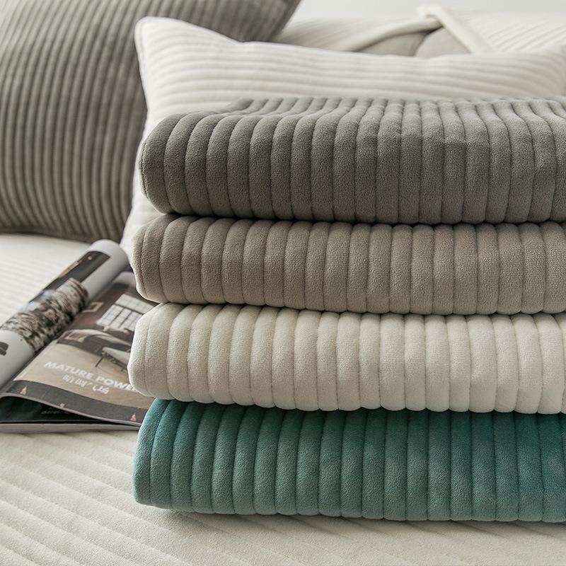 Simple Plush Sofa Cushion Winter Solid Gray Thickened Anti-slip Cushion Modern Sofa Cover Cover