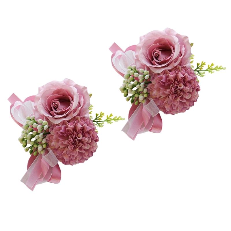 2Pcs Wrist Corsages for Mother of Bride and Grooms, Rose Corsages Wristlet for Bridal and Bridesmaid, Corsages for Proms