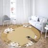 Flower and Bird Illustration Round Rug Pink Peach Blossom Carpet for Living Room Bedroom Floral Chair Rugs Non-slip Floor Mat