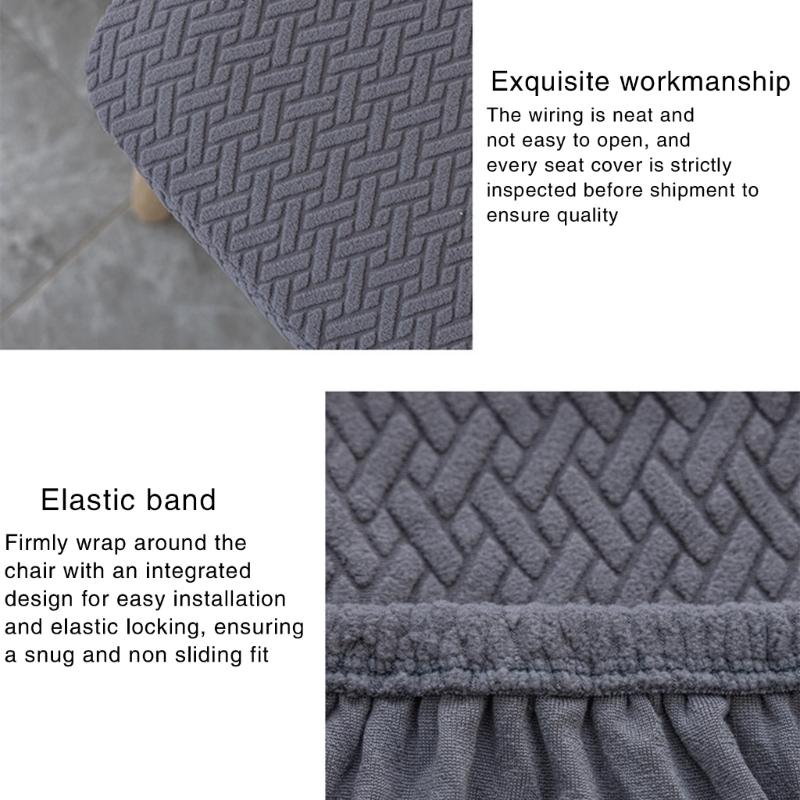 Jacquard Chair Cushion Cover Dining Room Solid Chair Seat Covers Without Backrest Furniture Protector for Home Bedroom