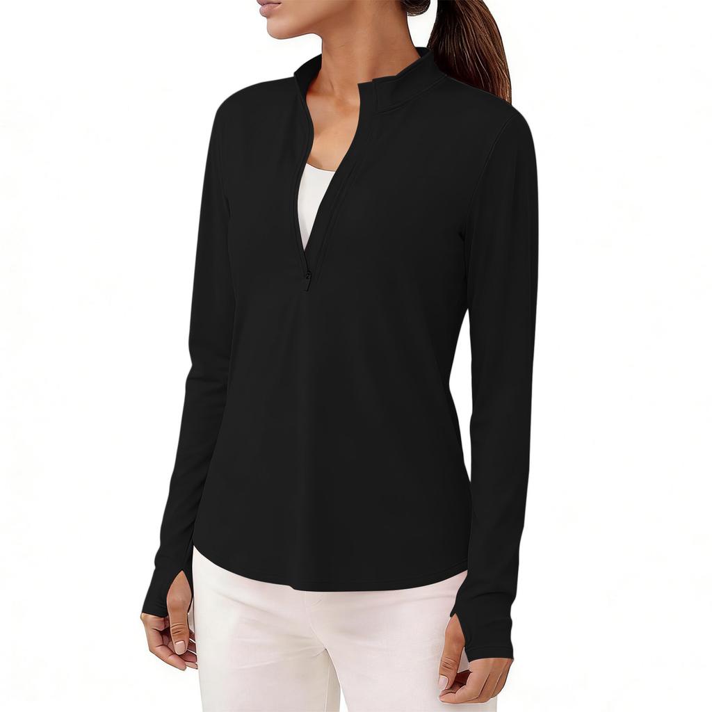 Sudadera Atlética de Manga Larga para Mujer con Cremallera Delantera Ajustada Ropa Deportiva Casual Elástica Ligera Capa Base para Fitness