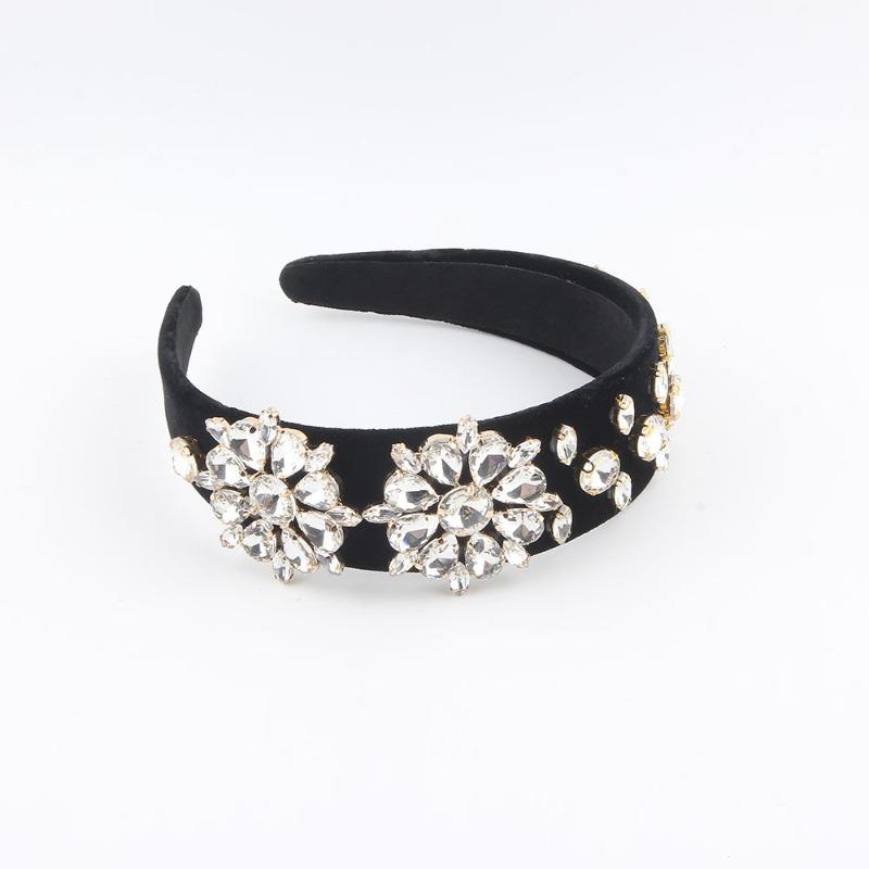 Baroque full diamond headband - wide brim velvet rhinestone hair accessory