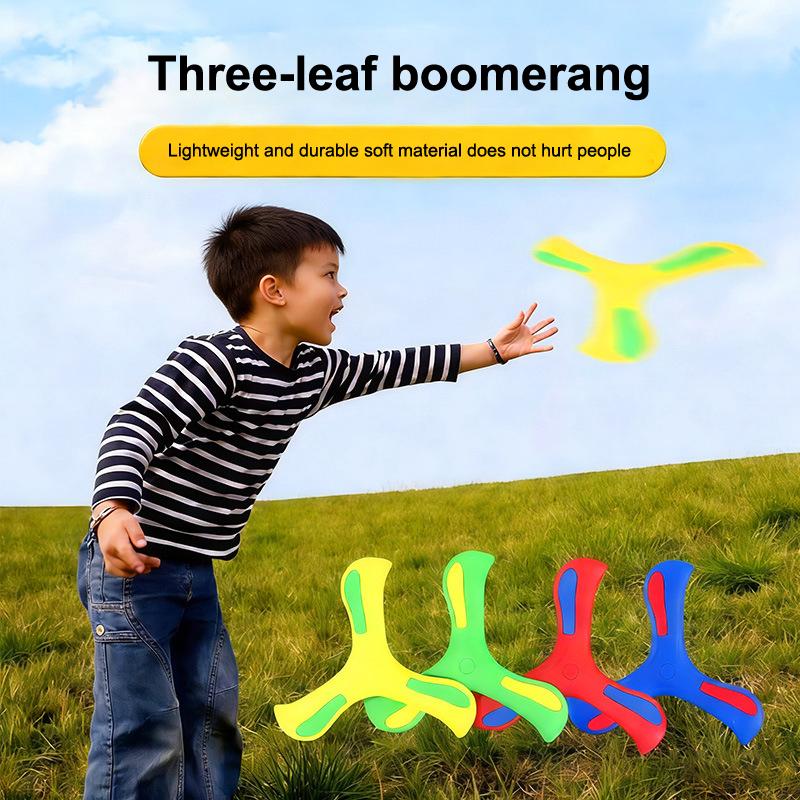 Brinquedo de Disco Voador Esportivo ao Ar Livre Boomerang Luminoso de Eva Dardo de Retorno Spinner Cruzado de Três Folhas Jogo Interativo