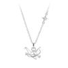 925 Silver Thousand Paper Crane Necklace Women's Cute Pink Zirconia Lock Chain Fashionable Creative Star Necklaces Girl Gift