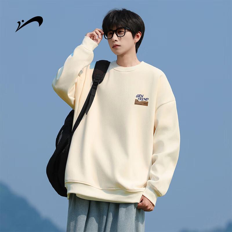 Guirenniao Men's Loose Fit Crewneck Drop Shoulder Sweatshirt