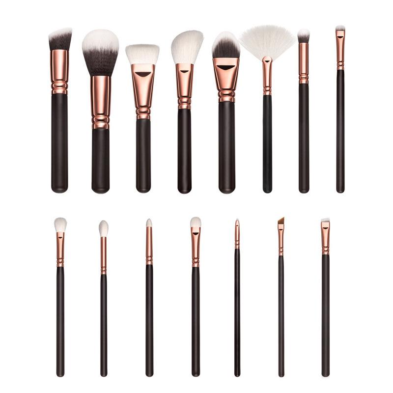 15-Piece Makeup Brush Set with Zipper Bag: Includes Powder, Highlighter, Eyeshadow Brushes, Multi-Functional Beauty Tools, In Stock