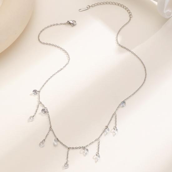 Collier à pampilles superposé avec Zircon Chaîne Argent Doré Pendentif Goutte d'eau Scintillante Bijoux Légers Hypoallergéniques pour Femmes