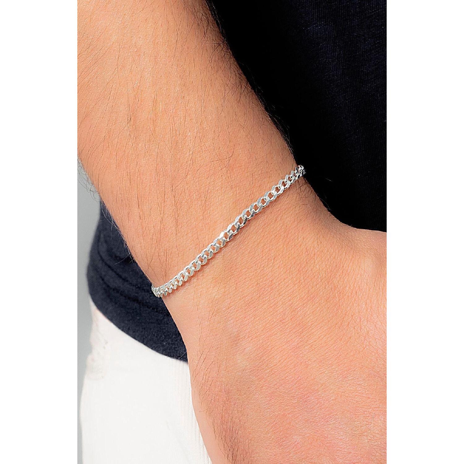 

4mm Gurmet 925 Sterling Silver Men s Chain Bracelet Veb-5018 19 cm серебряный