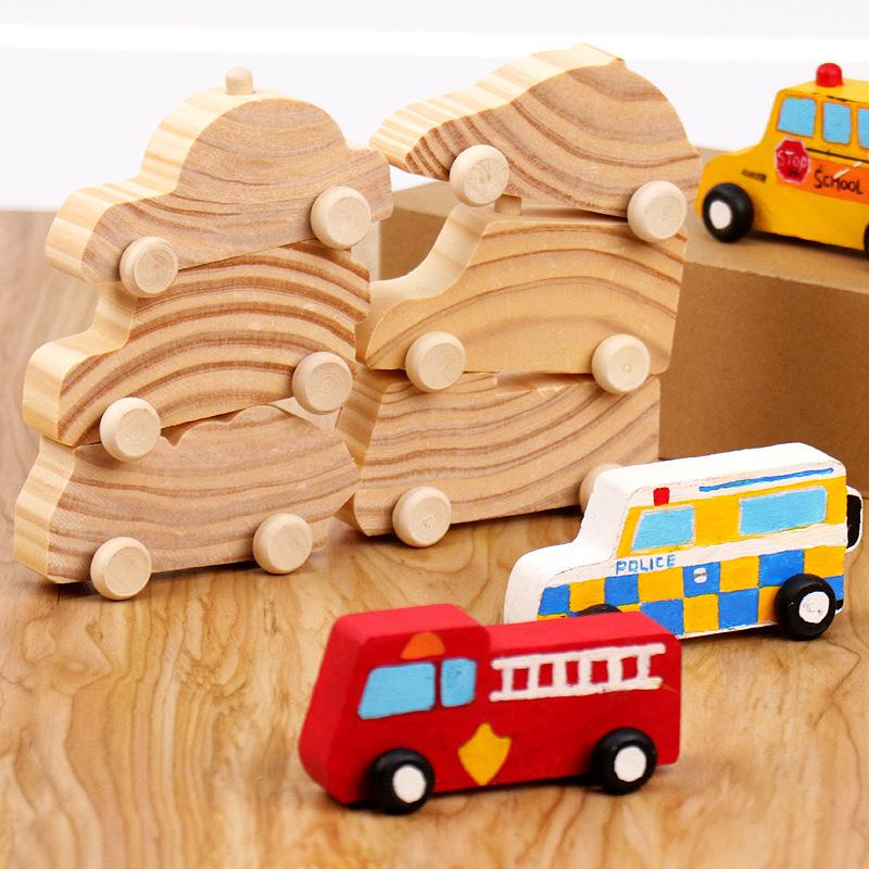 Children's DIY Wooden Car - Handmade Color & Graffiti Educational Toy