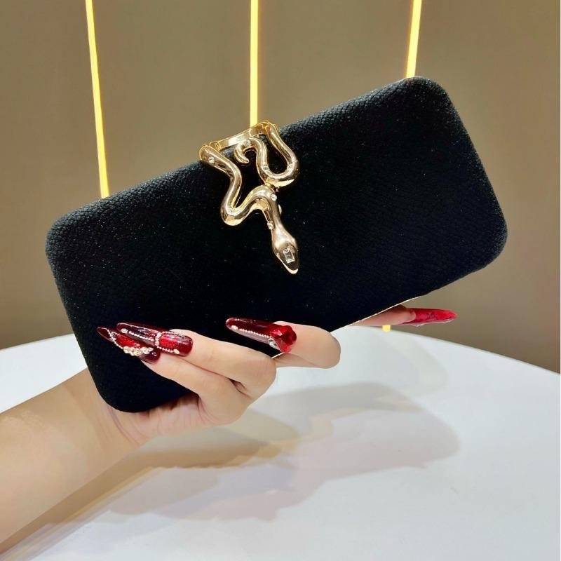 Fashionable Serpentine Lock Dinner Bag, Party and Banquet Clutch Bag, Crossbody Bag Casually