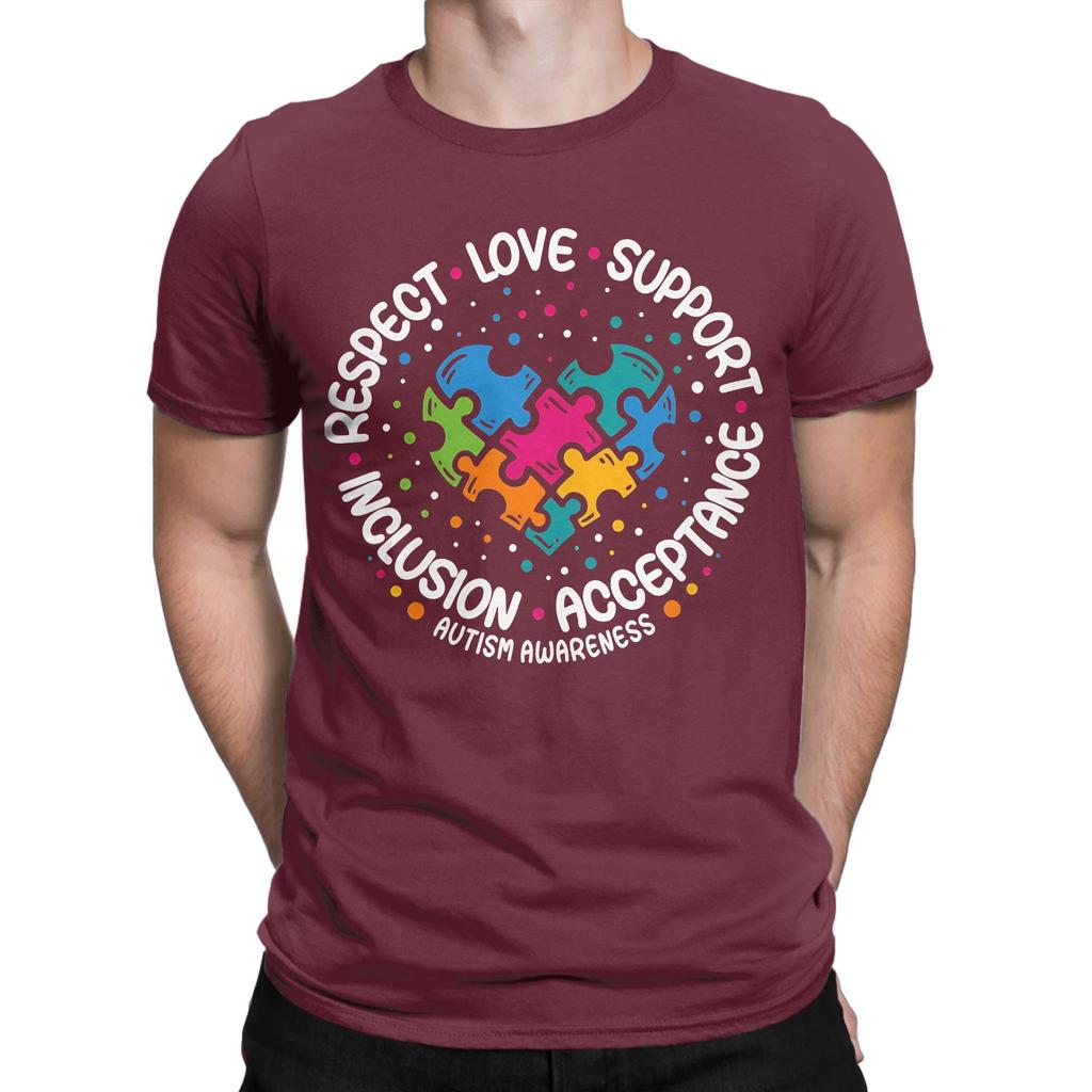 Puzzle Ribbon Respect Love Support Awareness Graphic 100 Cotton Tshirt Autism Tops Tees For Unisex