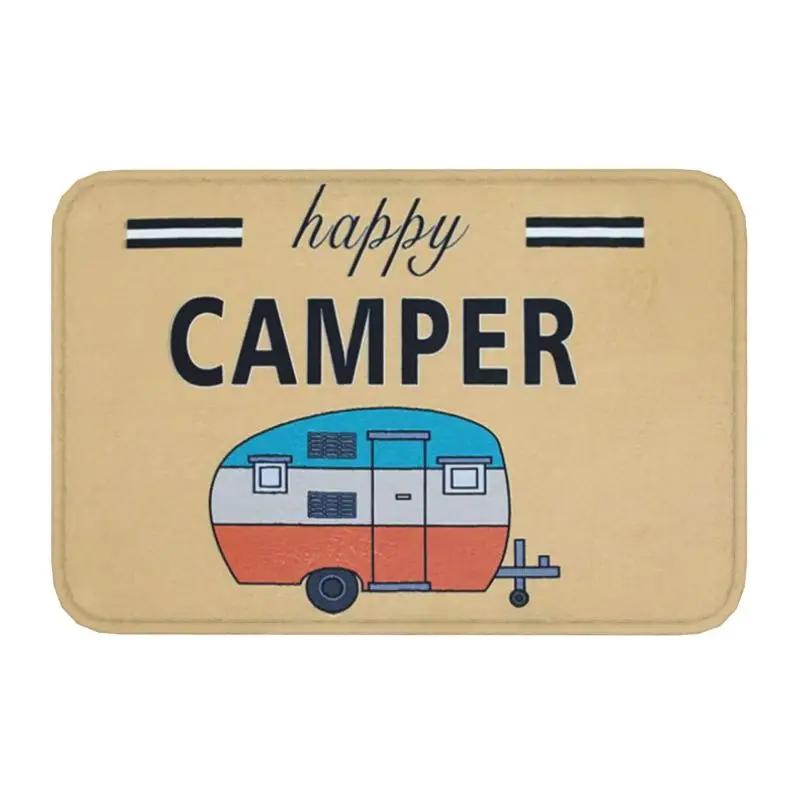 Personalized Happy Camper Doormat Mat Anti-Slip Camping Life Bathroom Kitchen Toilet Rug Carpet 40*60cm