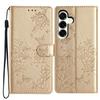 For Samsung Galaxy M36 5G Wallet Phone Case Butterfly Floral Imprint Leather Flip Cover with Strap