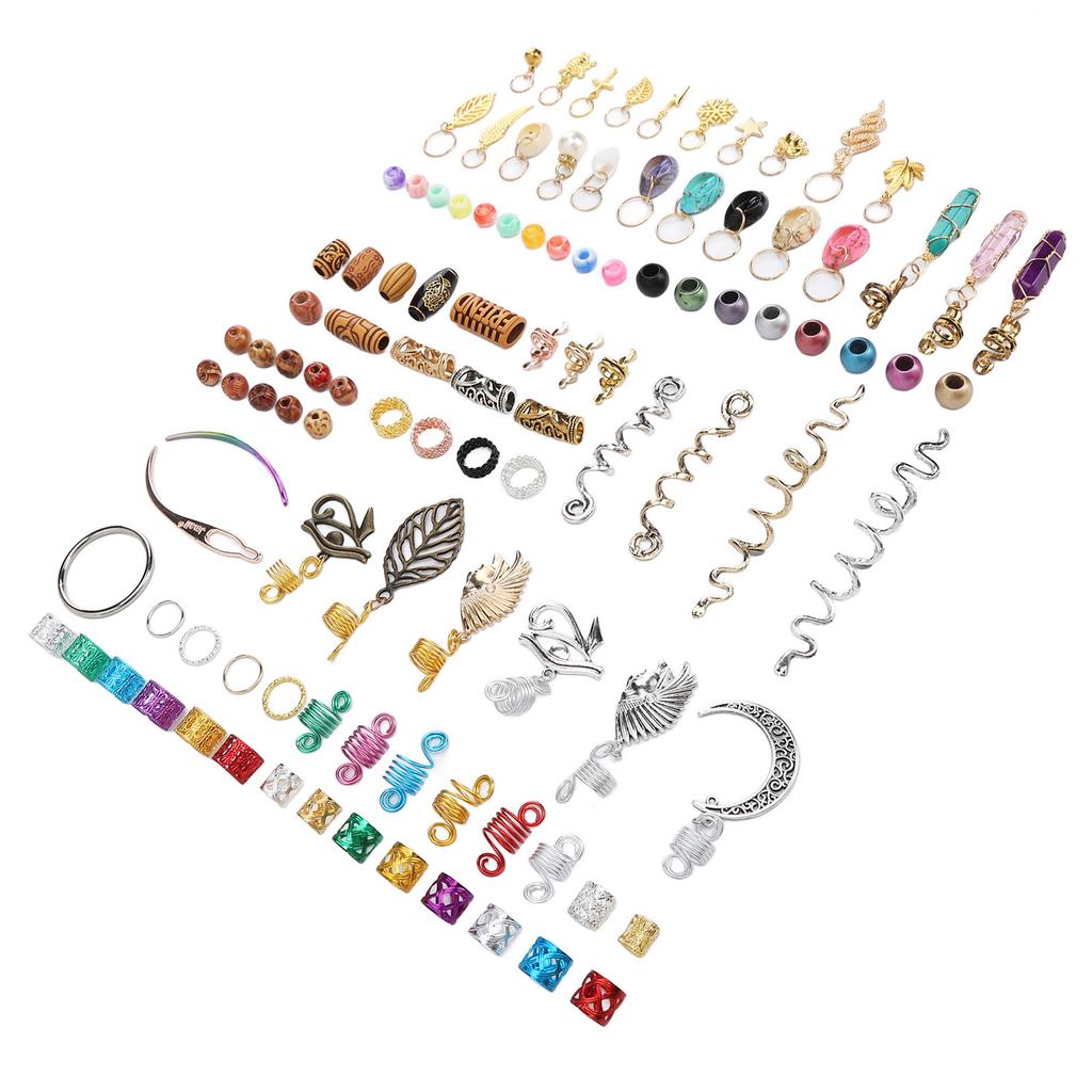 DIY Dreadlocks Jewelry Assortment Metal Braiding Hair Decoration Rings Pendants Crochet Set
