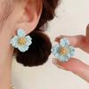 French gentle zircon flower light luxury and fashionable style earrings, Zinc Alloy needle, elegant and high-end for women