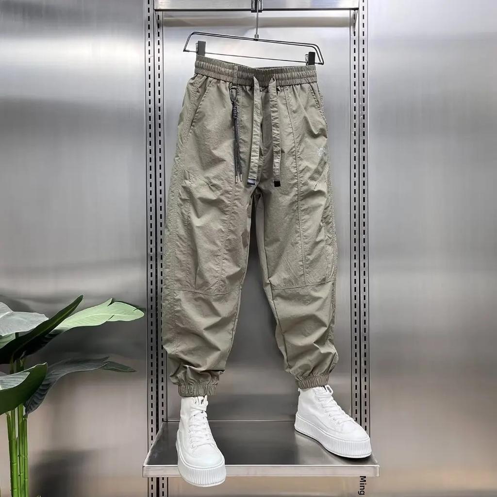 Men's Summer 9-Point Sweatpants Trendy Streaming Feet Ice Sensation Breathable Casual Trousers