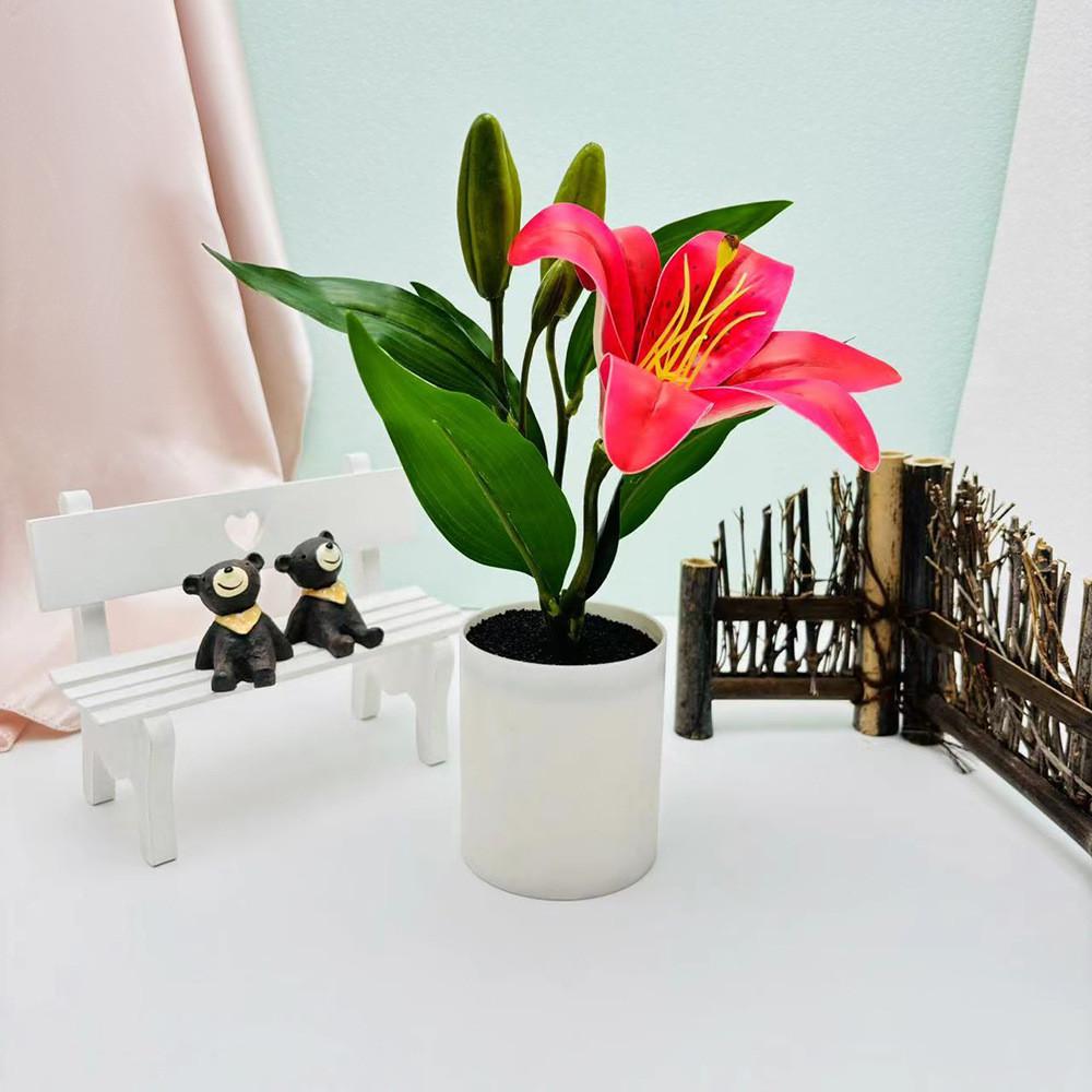 Lily Elegant Artificial Green Potted Plant For Living Room Decor Tabletop