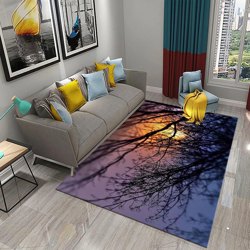 3D Branch Carpet Winter Tree Without Leaves Pattern Carpet Doormat Kitchen Bathroom Anti-Slip Living Room Bedroom Floor Mat Rug