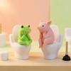 Sitting On Toilet Bathroom Statue Cartoon Frog Ornament Funny Tabletop Decor  Home Decor