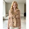Womens Puffer Vest With Faux Fur Collar Thick Warm Mid-Length Solid Color Sleeveless Coat Winter