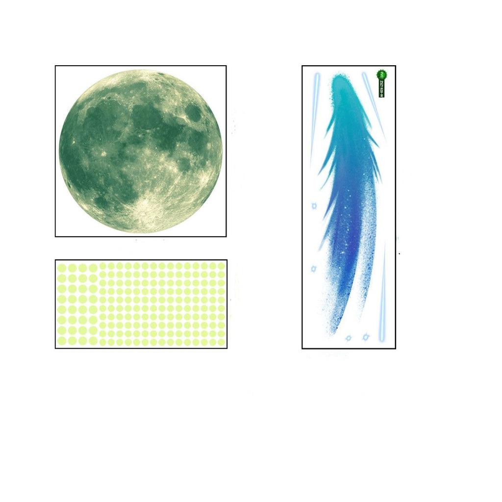 Room Ceiling Decor Home Decal Luminous Wall Stickers Meteor Glow In The Dark Moon Stars Stickers