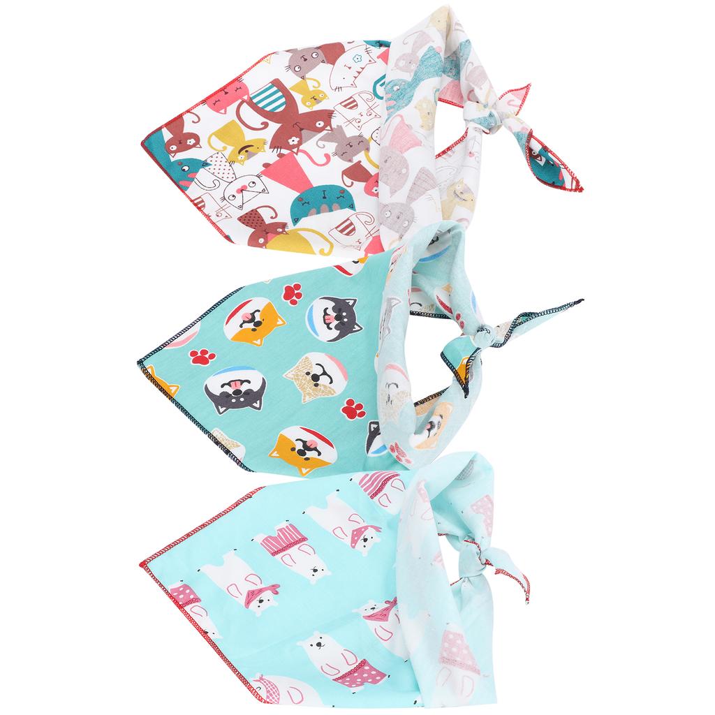 3pcs Pet Dog Bandana Washable Puppy Cat Neck Scarf Collar Triangle Neckerchief Supplies L